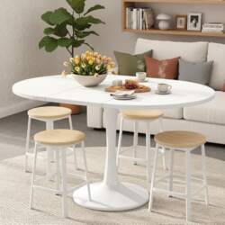 White Extendable Dining Table, 100-140 cm