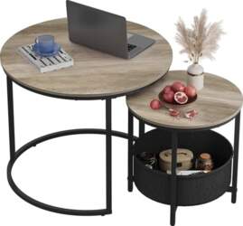 WLIVE Round Coffee Table, Set of