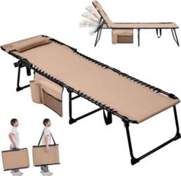 Yaheetech Foldable Sun Lounger with Cushion
