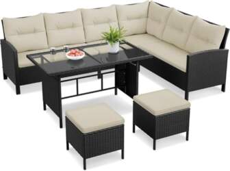 Yaheetech Polyrattan Lounge Including Corner Sofa