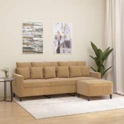 3-Seater Sofa with Stool, Sofa, Couch