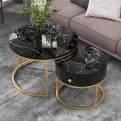 AMDXD Round Coffee Table, Modern Nesting