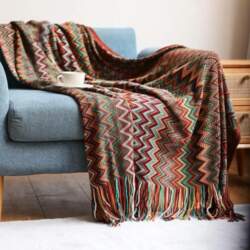 Boho Bed Checked Blanket Geometry Aztec