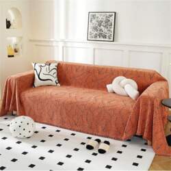Chenille Sofa Throw Blanket, Plant Leaf