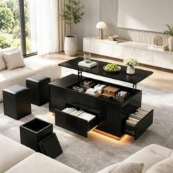 Coffee Table Height Adjustable with LED