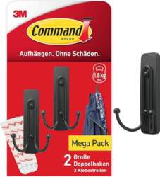 Command Double Hook pašlīmējošs matēts melns