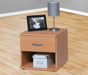 Container Side Table Bedside Cabinet Beech
