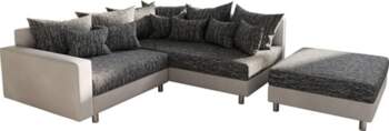 Delife Clovis Corner Sofa, White Black