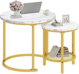 DWVO Round Coffee Table, Nesting Table