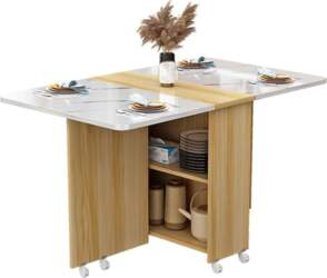 Extendable Folding Dining Table with Storage