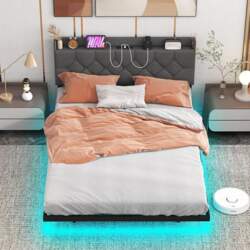 FANTASK Upholstered Bed with Slatted Frame