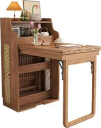 Foldable Dining Table with Shelves for