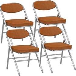 Folding Chairs with Backrest, Set of