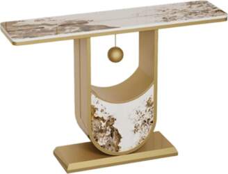 Geometric Console Table in Gold, Narrow