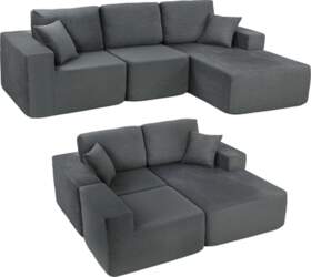 HOMCOM Corner Sofa with Sleep Function