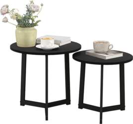 HOMCOM Round Coffee Table, Set of
