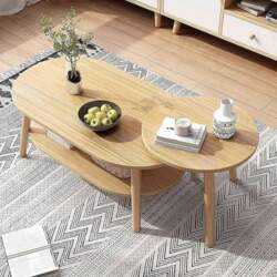 Large Oval Coffee Table Set with