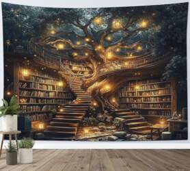 LB Enchanted Bookshelf Wall Towel Large