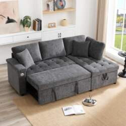 Merax Modern L Sofa with Pull