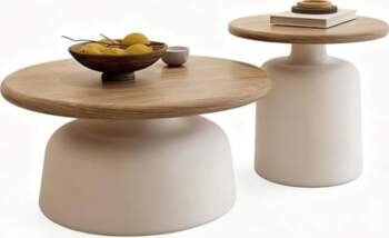 Modern 2-Piece Round Coffee Table Set