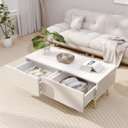 Modern White Rectangular Coffee Table with