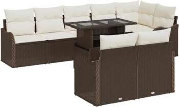 Modulares Garten Sofaset 9 Stück Braun