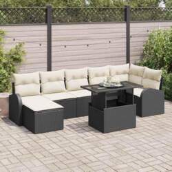 Modulares Gartensofa-Set Schwarz Creme als Ecksofa-Set