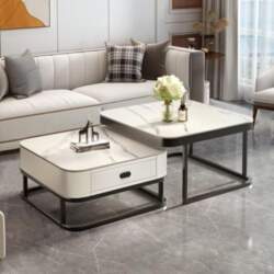 Nesting Coffee Table Set, Square Glass
