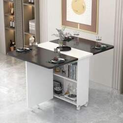 Portable Folding Dining Table with Storage
