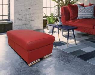 Red Real Leather Folding Stool with