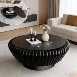 Round Coffee Table with Storage Space