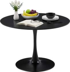 Round Dining Table, Black, Diameter 110