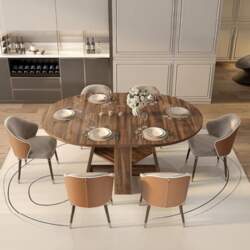 Round Dining Table Extendable Kitchen Table