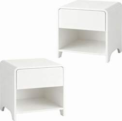 Set of 2 Bedside Table, White