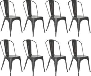 Set of 8 Stackable Metal Dining
