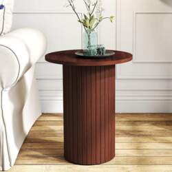 Small Round Side Table, Ribbed Drum