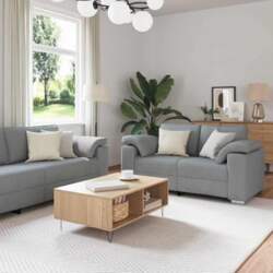 Sofa Set 3 pcs Grau Stoffsofa