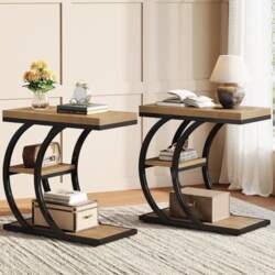 Tribesigns Side Table, 3 Shelves, Narrow