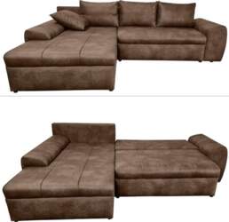 Vintage Corner Sofa with Sleep Function