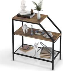 Wolawu 3 Tier Side Table Rustic