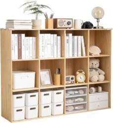 12-Compartment Shelf, Standing Shelf, 3-Tier Open