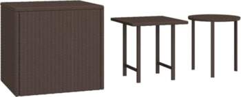 3-Piece Brown Poly Rattan Side Table