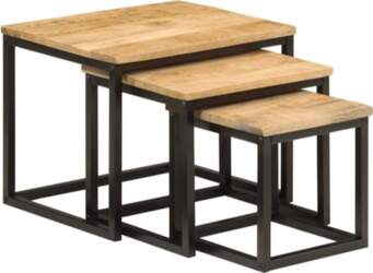 3-Piece Nesting Tables Set, Solid Mango