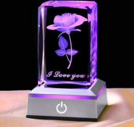 3D Rose Crystal Multicoloured Night Light