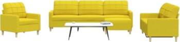 4-TLG. Sofagarnitur mit Fußhocker Hellgelb Polyester