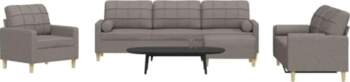 4-TLG. Sofagarnitur Set Taupe Stoff mit