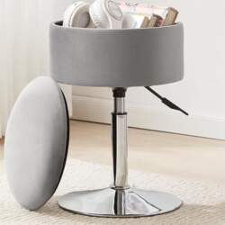 Adjustable Ottoman Stool Grey Makeup Stool