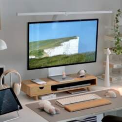 Bambio Monitor Stand with Drawer, Ergonomic