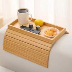 Bamboo Sofa Armrest Tray, Foldable Sofa