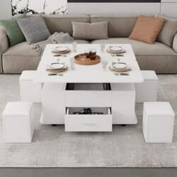 Coffee Table, Height Adjustable, Movable Sofa